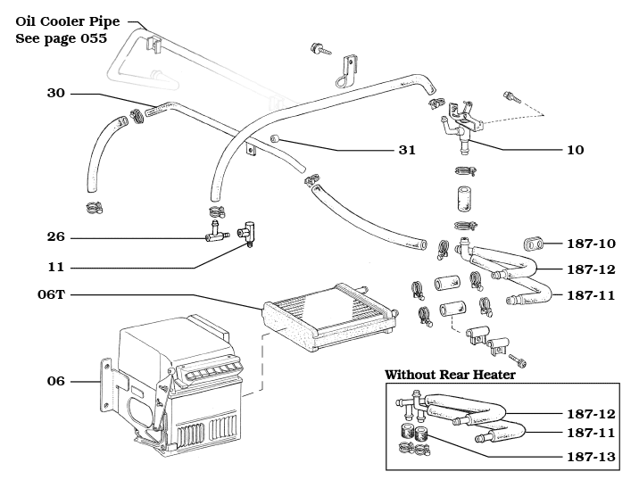 1973 to 1984 FJ40 Heater Hose and Core Assembly