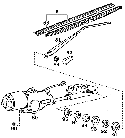 FJ60 and FJ62 Rear windshield wiper assembly