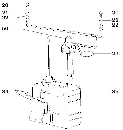 1968 to September 1971 40 and 55 Series windshield washer reservior and washer assembly
