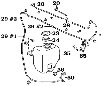 8/92-1/98 80 Series Front Windshield Washer Assembly