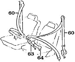 60 & 62 Series Front Seat Belt Diagram